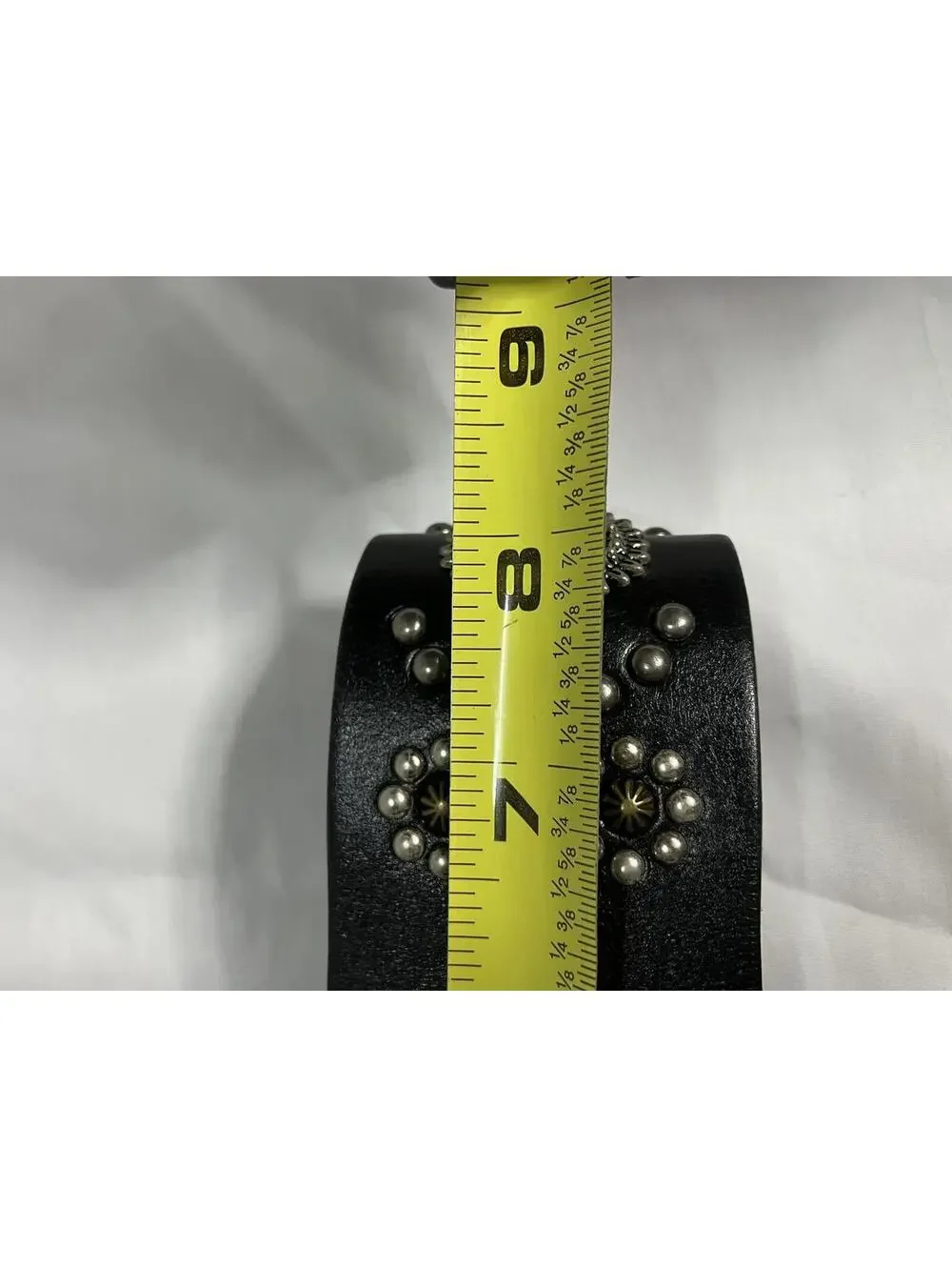 Puplr Pet Black Leather Studded Dog Collar Adjustable Wide Silver Studs Style